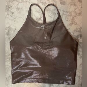 Old Navy Metallic Brown/Charcoal Built in Bra Top has Compression